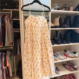 J. Crew Yellow Floral Blockprint Dress 6